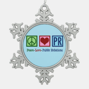Peace Love Public Relations Tin Sneeuwvlok Ornament