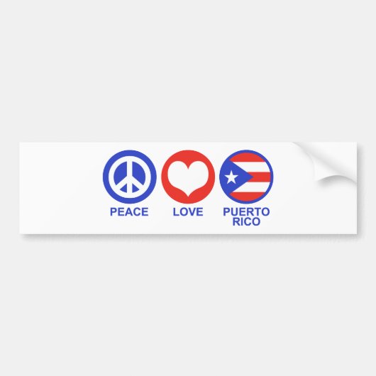 Peace Love Puerto Rico Bumpersticker (Voorkant)
