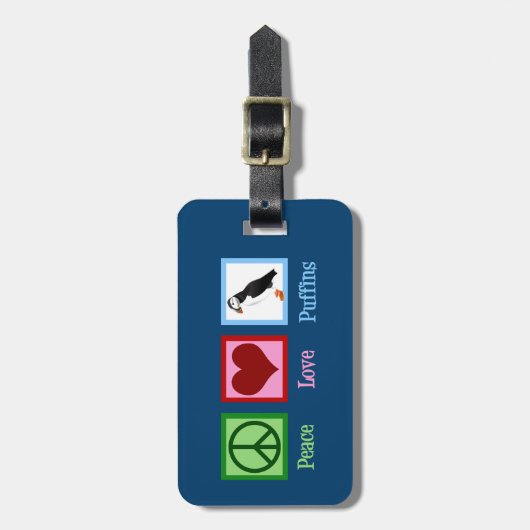 Peace Love Puffins Bagagelabel (Voorkant verticaal)