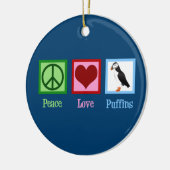 Peace Love Puffins Cute Blue Puffin Kerstmis Keramisch Ornament (Links)