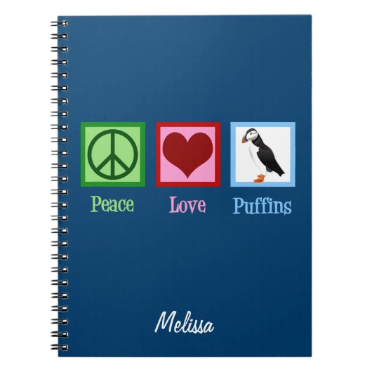 Peace Love Puffins Notitieboek (Voorkant)