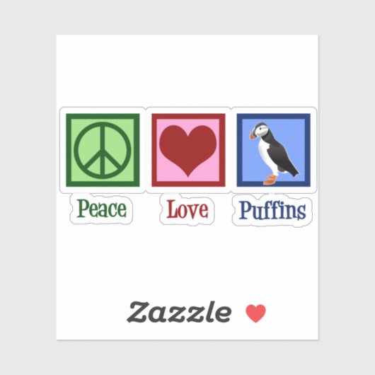 Peace Love Puffins Sticker (Vel)