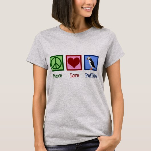 Peace Love Puffins T-shirt (Voorkant)
