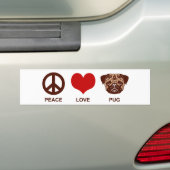Peace Love Pug Bumpersticker (Op auto)