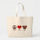 Peace Love Pug Grote Tote Bag (Voorkant)