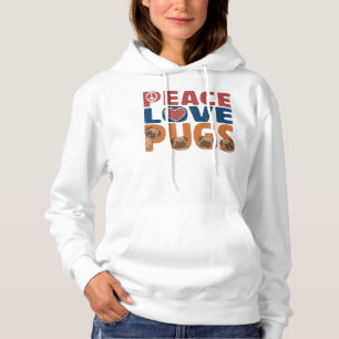 Peace Love Pug Hondenliefhebber for Women Mannen,  Hoodie
