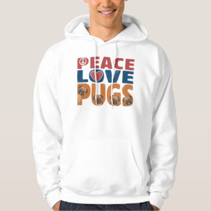 Peace Love Pug Hondenliefhebber for Women Mannen,  Hoodie