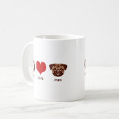 Peace Love Pug Koffiemok (Voorkant links)