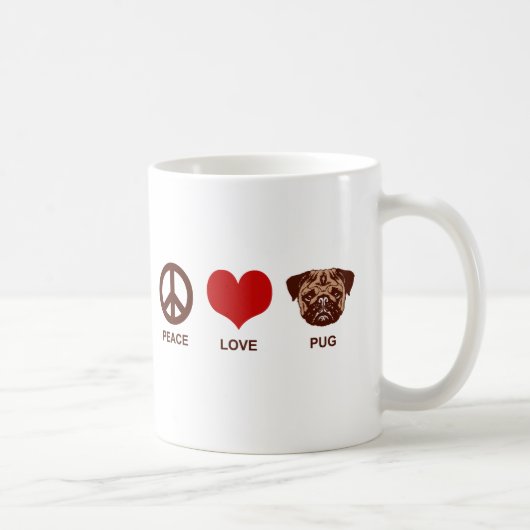 Peace Love Pug Koffiemok (Rechts)