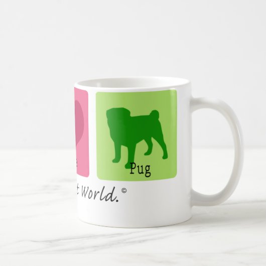 Peace Love Pug Koffiemok (Rechts)