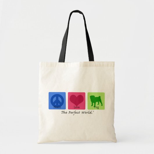 Peace Love Pug Tote Bag (Voorkant)