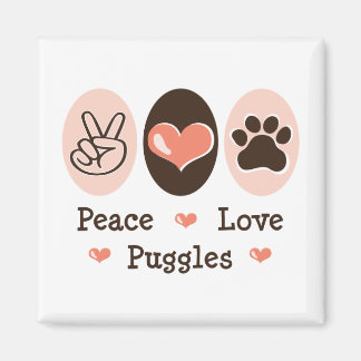 Peace Love Puggles magneet