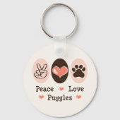 Peace Love Puggles Sleutelhanger (Voorkant)