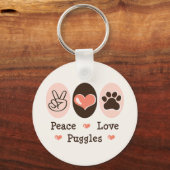 Peace Love Puggles Sleutelhanger (Voorkant)