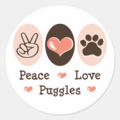 Peace Love Puggles Stickers (Voorkant)