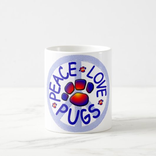 Peace Love Pugs Ceramic Coffee Mok (Center)