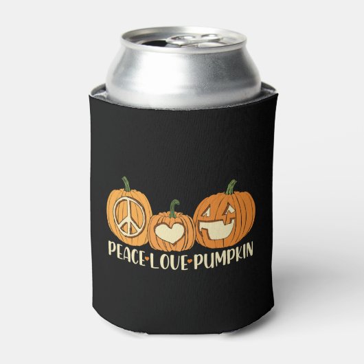Peace Love Pumpkin Halloween Blikjeskoeler (Blikje Voorkant)