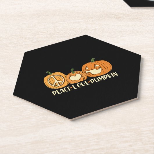 Peace Love Pumpkin Halloween Kartonnen Onderzetters (Schuin)