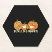 Peace Love Pumpkin Halloween Kartonnen Onderzetters (Voorkant)
