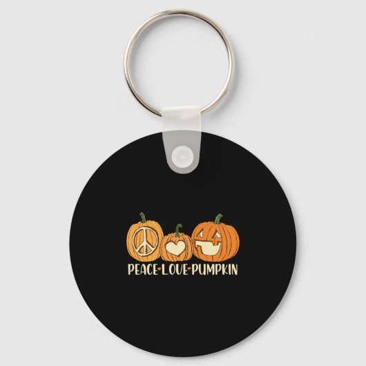 Peace Love Pumpkin Halloween Sleutelhanger (Voorkant)