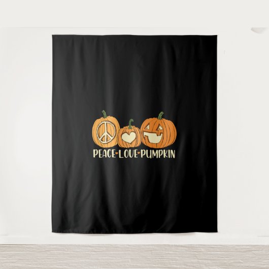 Peace Love Pumpkin Halloween Wandkleed (Voorkant)