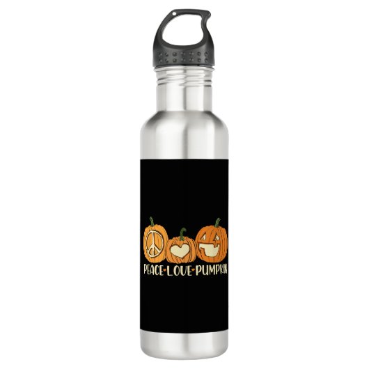 Peace Love Pumpkin Halloween Waterfles (Voorkant)