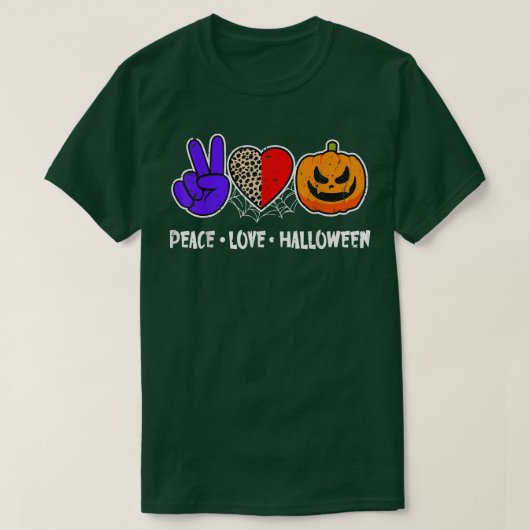 Peace, Love, Pumpkin Herfst Leopard Print Funny Ha T-shirt (Design voorkant)