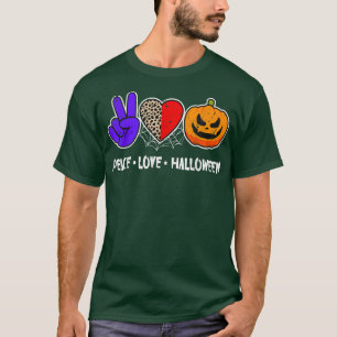 Peace, Love, Pumpkin Herfst Leopard Print Funny Ha T-shirt