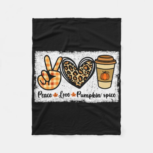 Peace Love Pumpkin Spice Fleece Deken (Voorkant)
