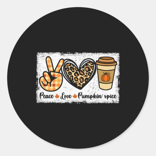 Peace Love Pumpkin Spice Ronde Sticker (Voorkant)