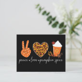 Peace Love Pumpkin Spice Thanksgiving Briefkaart (Staand voorkant)