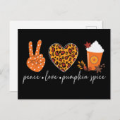 Peace Love Pumpkin Spice Thanksgiving Briefkaart (Voorkant / Achterkant)