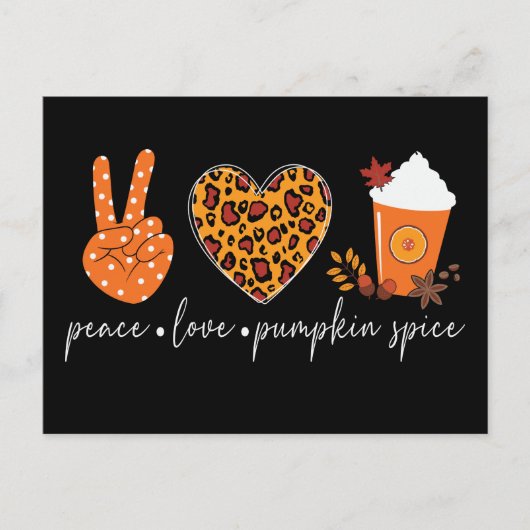 Peace Love Pumpkin Spice Thanksgiving Briefkaart (Voorkant)