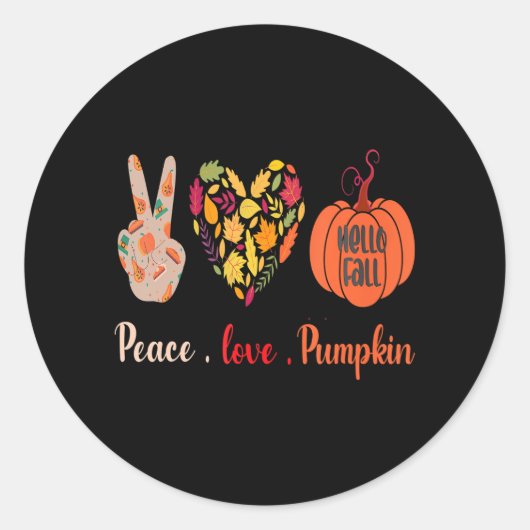 Peace Love Pumpkin Thanksgiving Heart Herfst Ronde Sticker (Voorkant)