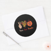 Peace Love Pumpkin Thanksgiving Heart Herfst Ronde Sticker (Envelop)