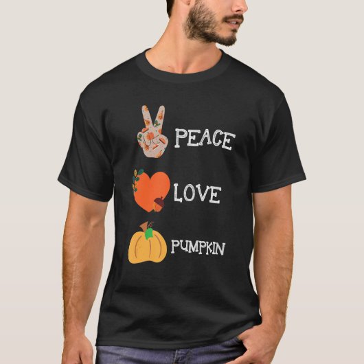Peace Love Pumpkin Veggie Herfst Cool Thanksgiving T-shirt (Voorkant)