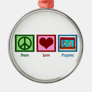 Peace Love Puppets Metalen Ornament