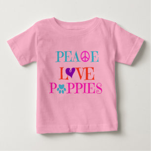 Peace Love Puppies op roze Shirt