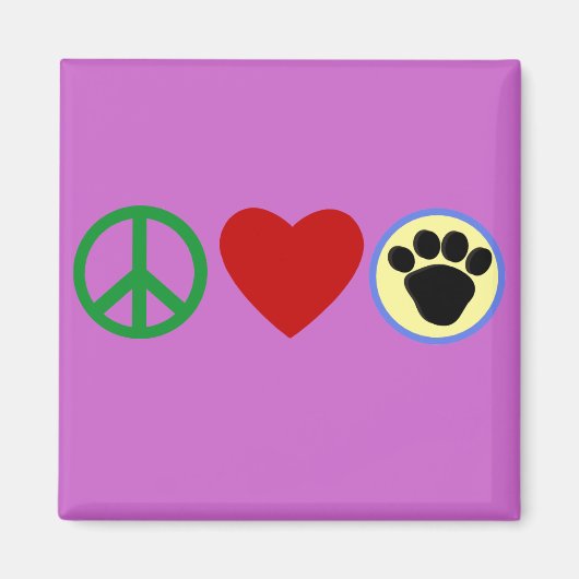 Peace Love Puppy Paws T shirten, Gifts Magneet (Voorkant)