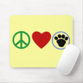 Peace Love Puppy Paws T shirten, Gifts Muismat (Met muis)