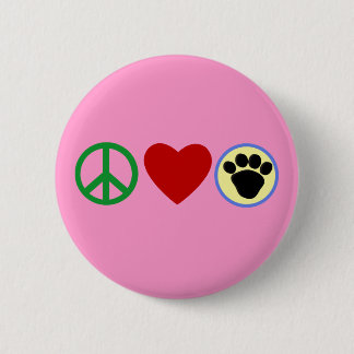 Peace Love Puppy Paws T shirten, Gifts Ronde Button 5,7 Cm