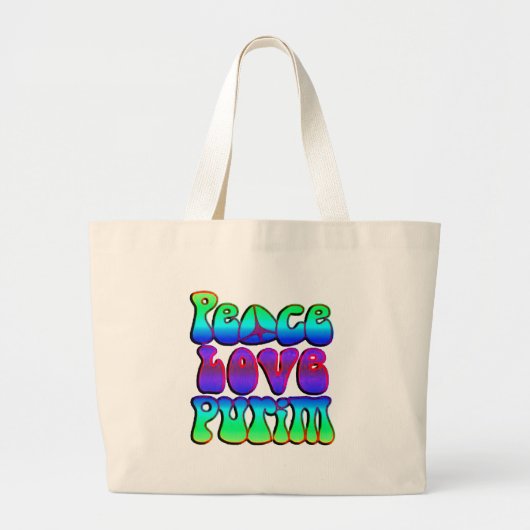 Peace Love Purim Grote Tote Bag (Voorkant)