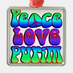 Peace Love Purim Metalen Ornament