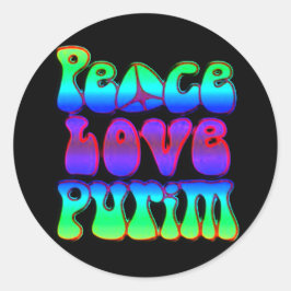 Peace Love Purim Ronde Sticker