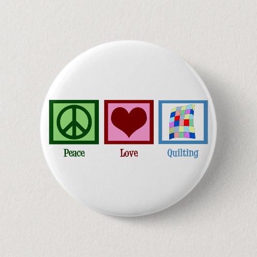 Peace Love Quilting Ronde Button 5,7 Cm (Voorkant)
