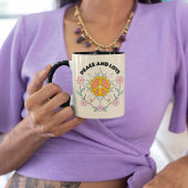 Peace & Love Quote Roze Rozen Bloemen Vrouwelijk Mok