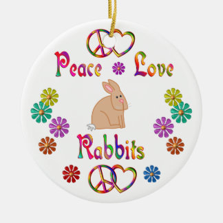 PEACE LOVE RABBITS KERAMISCH ORNAMENT