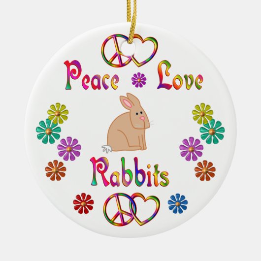 PEACE LOVE RABBITS KERAMISCH ORNAMENT (Voorkant)