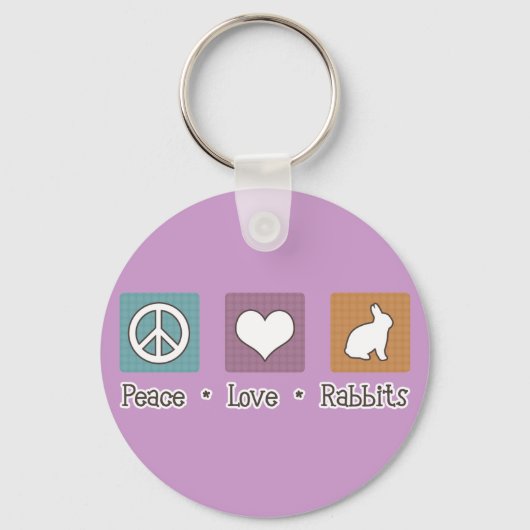Peace Love Rabbits Sleutelhanger (Voorkant)