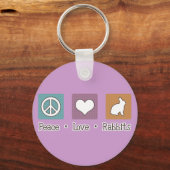 Peace Love Rabbits Sleutelhanger (Voorkant)